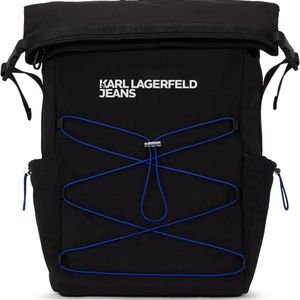 Karl Lagerfeld Black Roll-Top Backpack for men