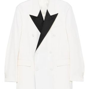 Lanvin White Double-Breasted Peak-Lapel Blazer for men
