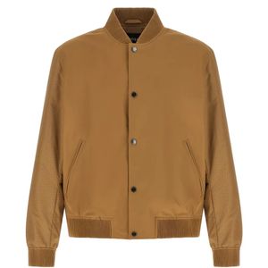 Boss Brown Water-Repellent Jacket With Monogram-Pattern Sleeves for men