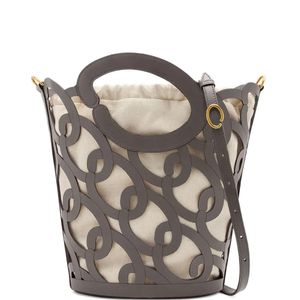 Oscar de la Renta Grey Leather Tote Bag