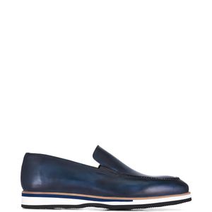 Bontoni Blue Calfskin Casual Loafers for men
