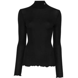 Prada Black Pull En Maille De Laine Côtelée Costina À Col Montant