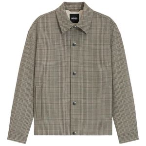 Boss Gray Craig Checked-Pattern Buttoned Jacket for men