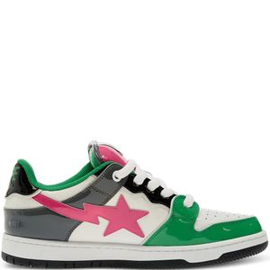 A Bathing Ape Green Star-Patch Leather Trainers for men