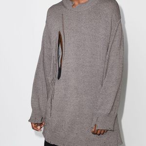 Yohji Yamamoto Feinstrickpullover im Distressed-Look in Grau für Herren