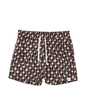 Altea White Geometric-Print Drawstring Swim Shorts for men