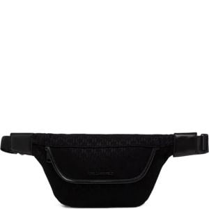 Karl Lagerfeld Black Monogram-Pattern Belt Bag for men