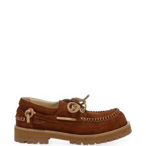 Moschino Brown Whipstitch Lug-Sole Boat Shoes for men