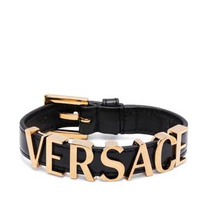Versace Black Logo-Plaque Bracelet for men