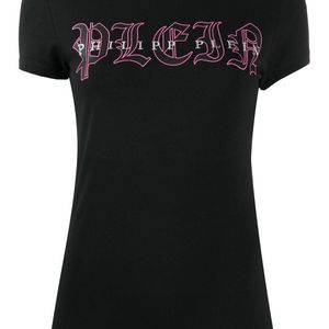 Philipp Plein ラインストーンロゴ Tシャツ ブラック
