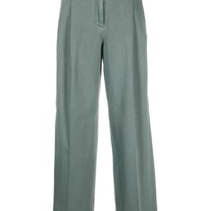 Peserico Green High-Waisted Wide-Leg Trousers