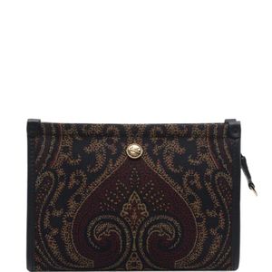 Etro Black Paisley-Jacquard Clutch Bag
