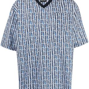 メンズ Giorgio Armani プリント Vネックtシャツ ブルー