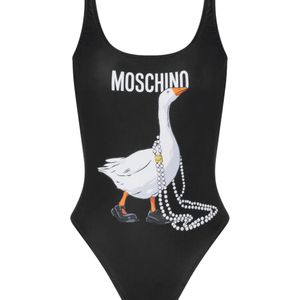 Maillot De Bain À Imprimé Oie Moschino en coloris Noir