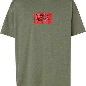 メンズ Burberry オーバーサイズ ロゴ Tシャツ グリーン