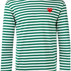 Camiseta manga larga a rayas con detalle de corazón COMME DES GARÇONS PLAY de hombre de color Verde