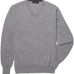 Brooks Brothers Grey V-Neck Jumper for men