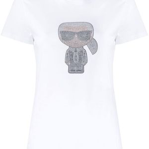 T-shirt Ikonik Karl di Karl Lagerfeld in Bianco