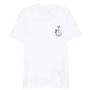 Moncler White Cartoon Logo Graphic T-Shirt for men
