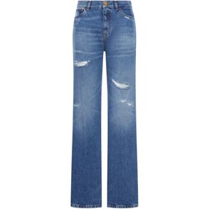 Seafarer Blue Distressed Five-Pocket Jeans