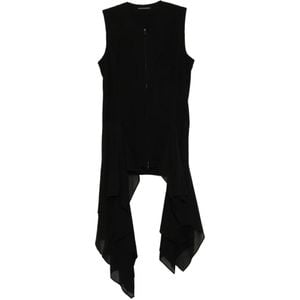 Yohji Yamamoto Black Ruffled Zip-Up Top