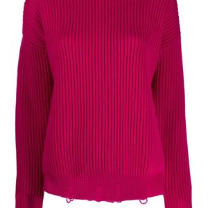 Pull en maille nervurée à effet usé Nina Ricci en coloris Rose