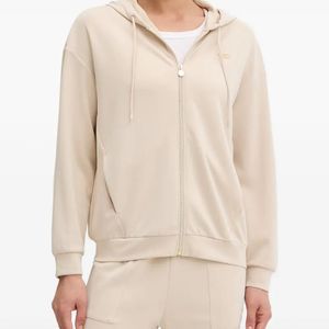 EA7 Natural Logo-Plaque Zip-Up Hoodie