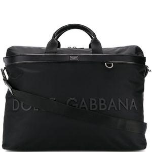 メンズ Dolce & Gabbana ラバーロゴ ボストンバッグ ブラック