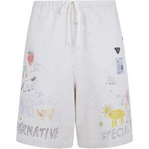 Maison Mihara Yasuhiro White Short Imprimé À Lien De Resserrage for men