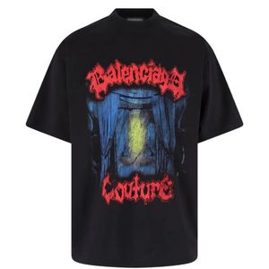 Balenciaga Black Printed Cotton T-Shirt for men