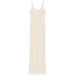 from bikini White Crochet-Knit Side-Slit Maxi Dress