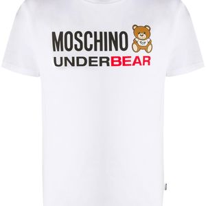 メンズ Moschino スローガン Tシャツ ホワイト