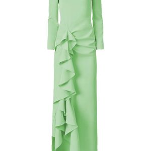 MOOS STUDIO Green Ruffled Off-Shoulder Dress