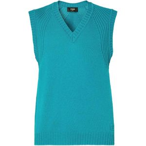 Fendi Blue V-Neck Vest for men