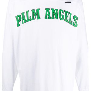 メンズ Palm Angels ロゴ ロングtシャツ ホワイト