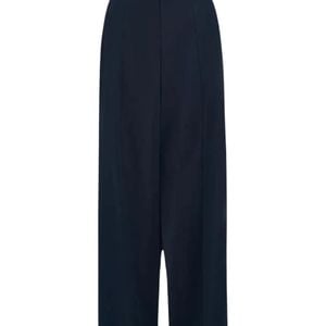 Vince Blue Ribbed-Trim Straight Trousers