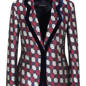 Emporio Armani Blue Printed Single-Breasted Jacket