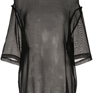 Blusa con panel translúcido Yang Li de color Negro