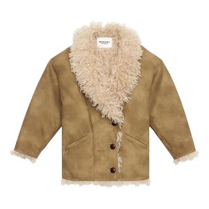 Isabel Marant Natural Clea Faux-Shearling Collar Coat