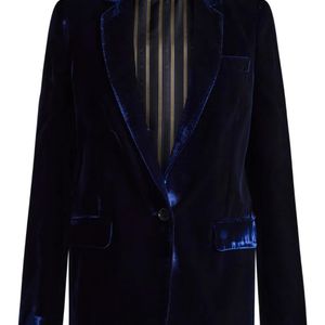 Etro Blue Single-Breasted Velvet Blazer