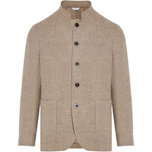 Boglioli Natural Mandarin-Collar Button-Up Jacket for men
