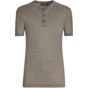 Dolce & Gabbana Grey Silk Serafino T-Shirt for men