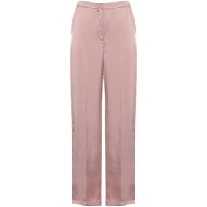 Emme Pink Satin-Finish Pressed-Crease Trousers