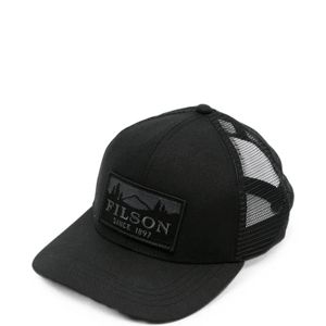 Filson Black Logo-Patch Mesh-Panel Cap for men