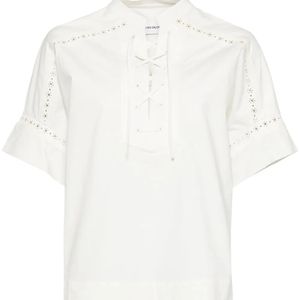 Yves Salomon White Openwork Short-Sleeve Shirt