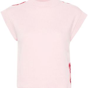 Marni Pink Embroidered-Logo Knitted Vest