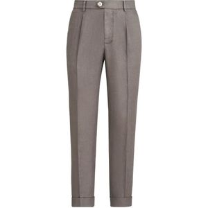 Brunello Cucinelli Grey Linen Trousers for men