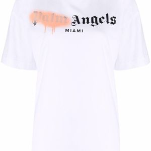 Palm Angels Weiß T-Shirt mit Graffiti-Detail