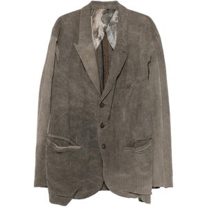 Ziggy Chen Brown Pinstripe-Pattern Single-Breasted Jacket for men