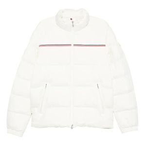 Moncler White Logo Patch Zip-Up Jacket for men